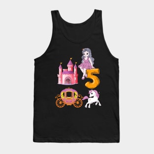 5th birthday  Princess Castle Unicorn Carriage Tank Top